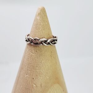 Vintage Sterling Silver Twist Braided Toe Ring Band Tested Adjustable 925